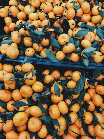 黑色金属架上的橙色水果